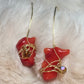Flame of the sea: red coral earrings ￼