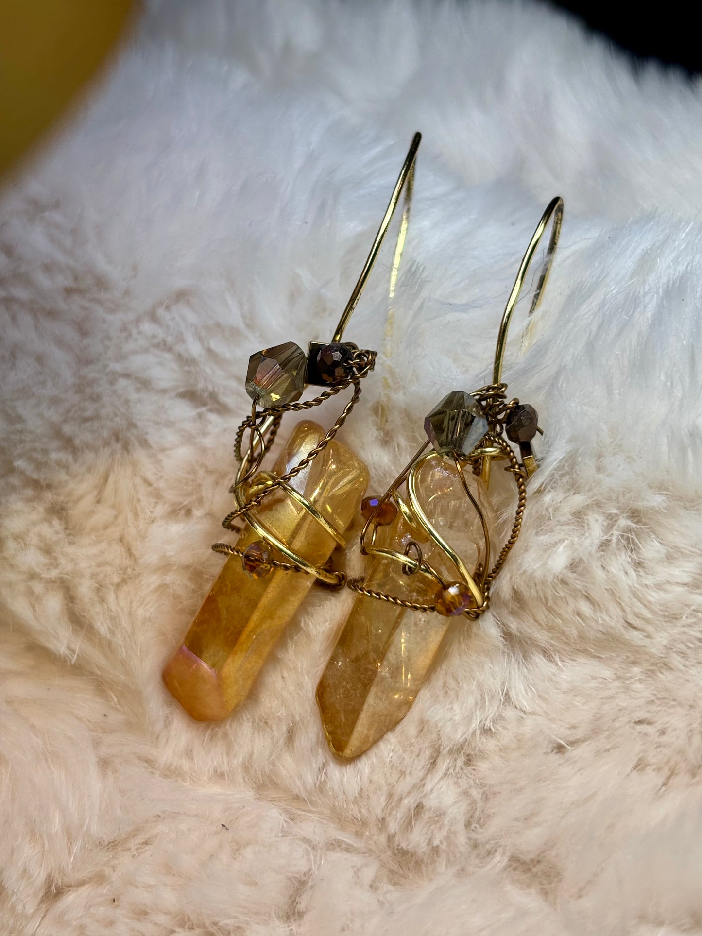 Sunspell:  tangerine aura, quartz earrings ￼