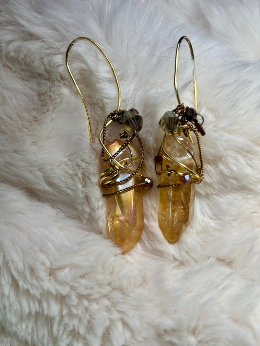 Sunspell:  tangerine aura, quartz earrings ￼