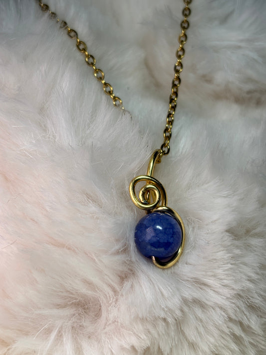 Midnight Current: blue crackle agate pendant (set available)￼