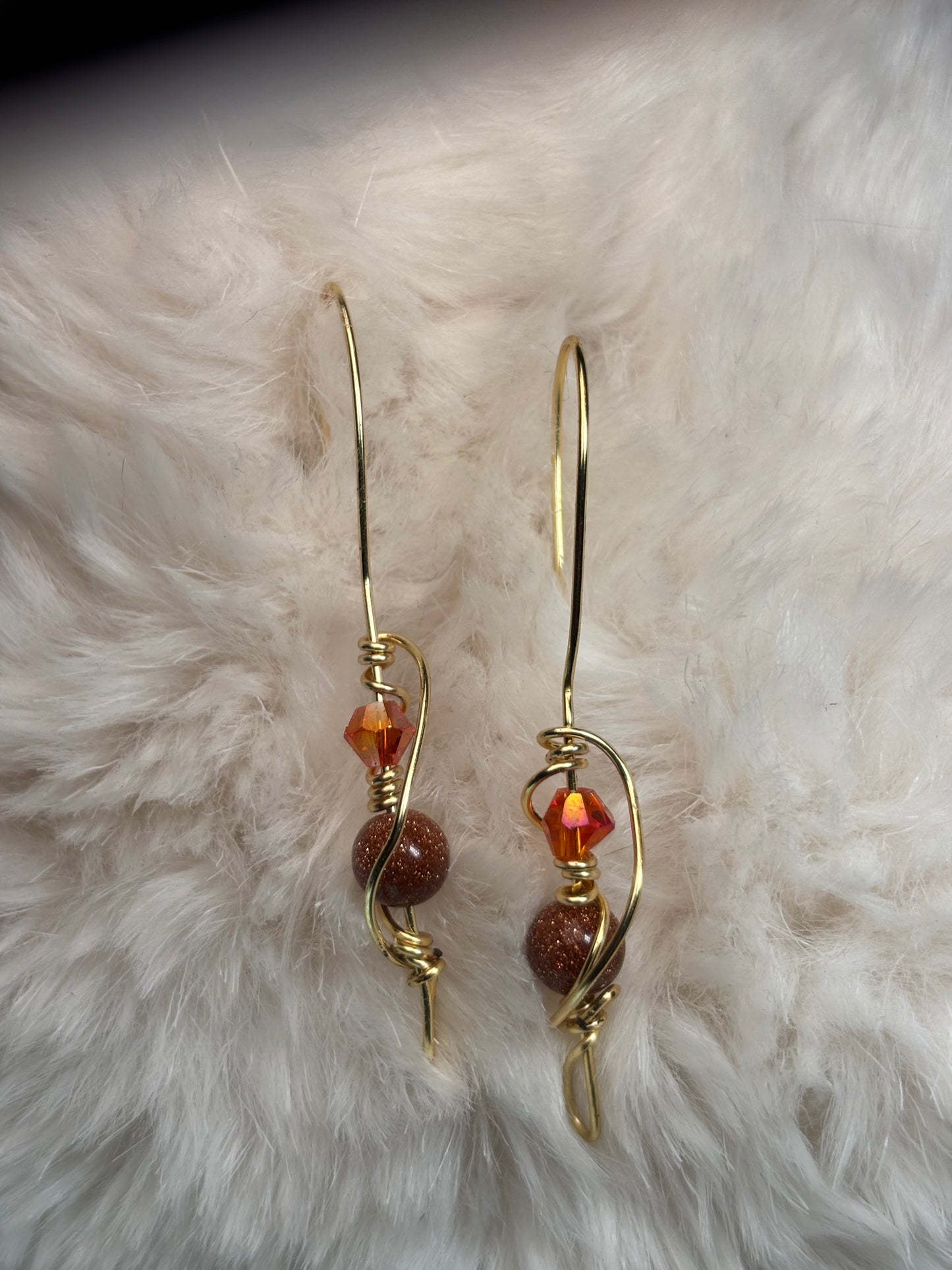 Golden Flame:    Goldstone Earrings