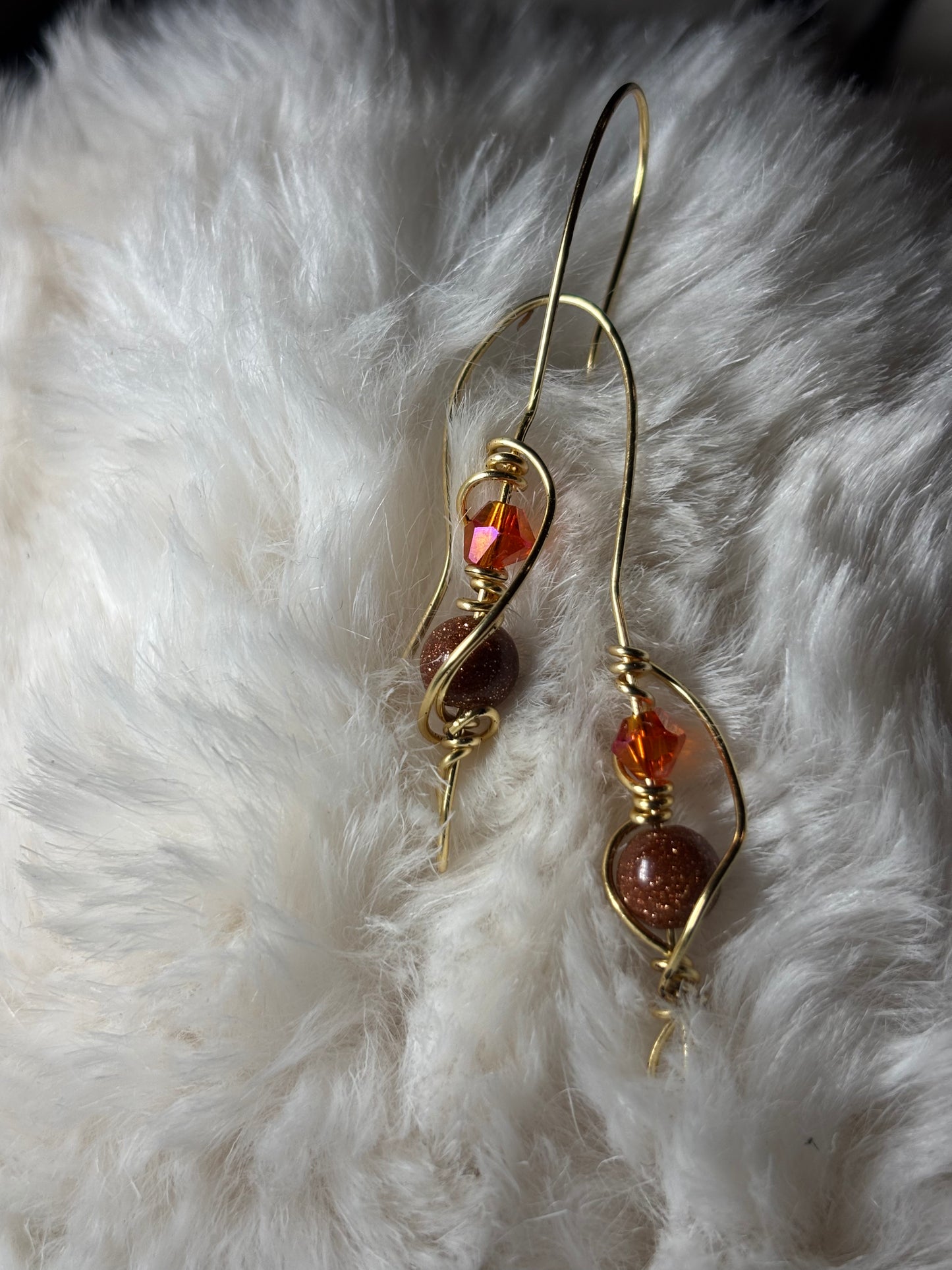 Golden Flame:    Goldstone Earrings