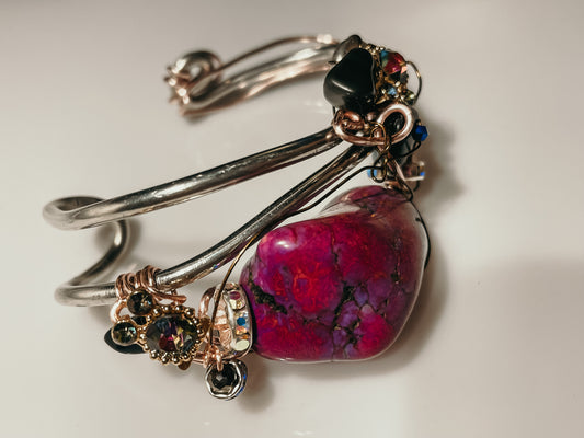 Pink turquoise key bracelet