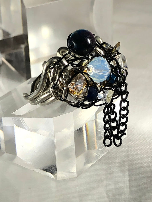 Silver moonstone ring