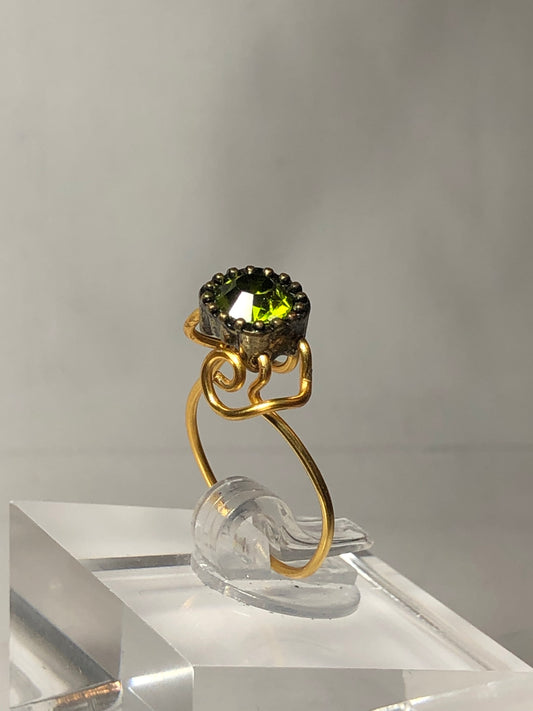 Peridot rhinestone ring