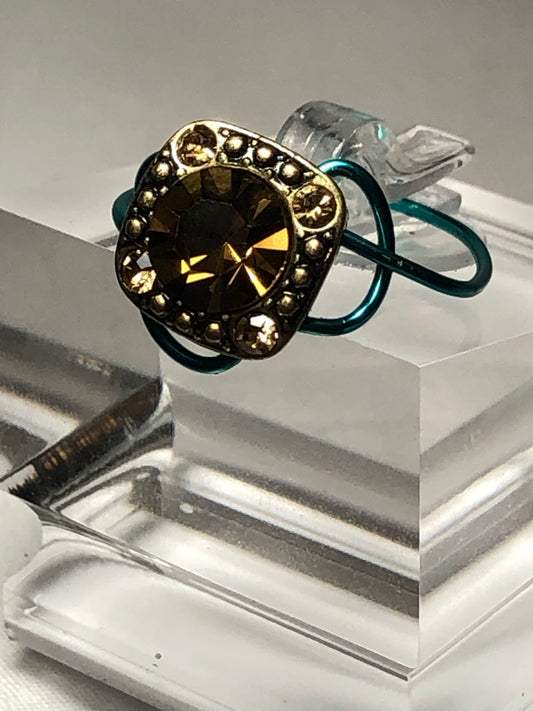 Citrine rhinestone ring