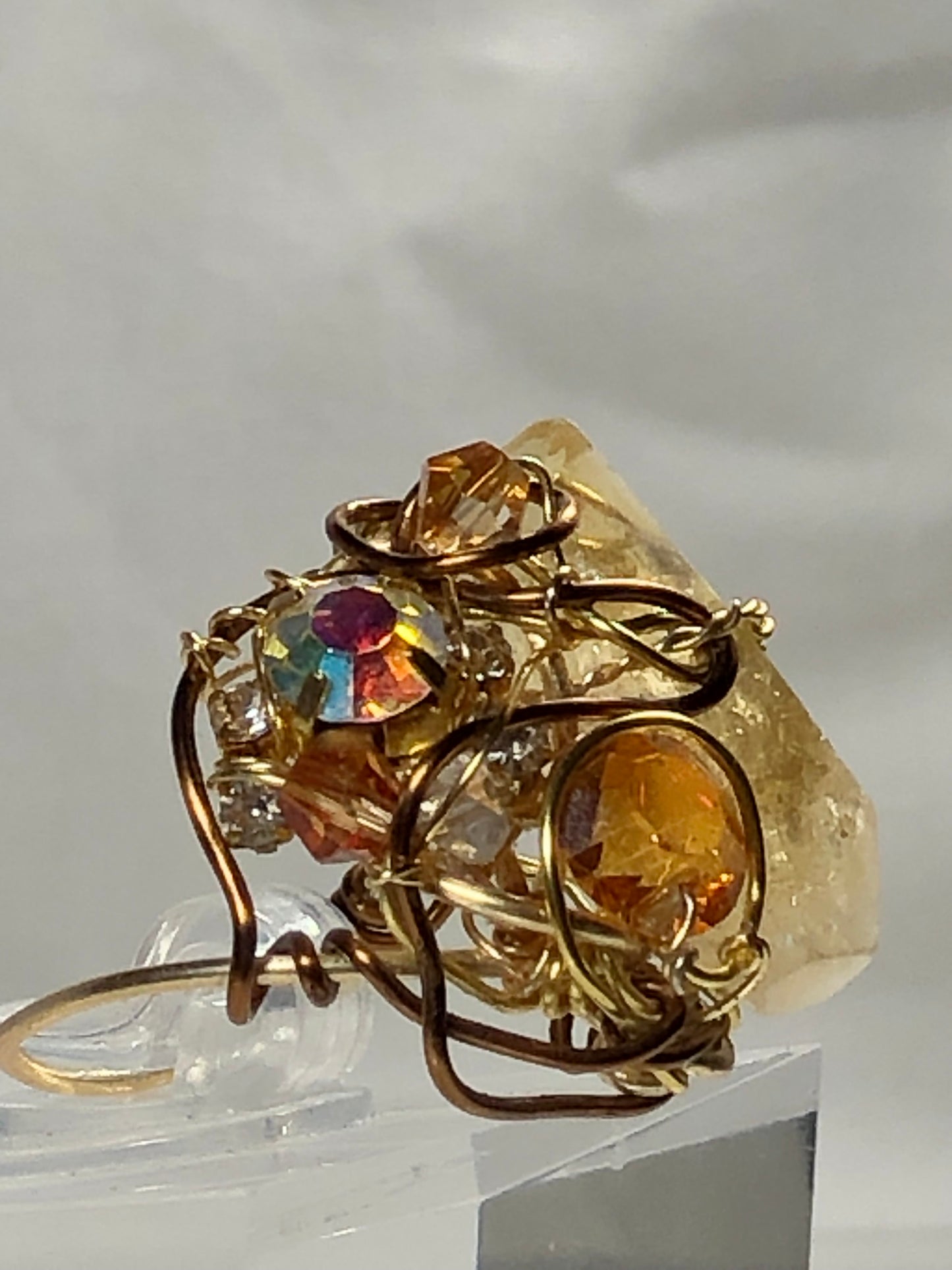 Citrine & Rhinestone Ring