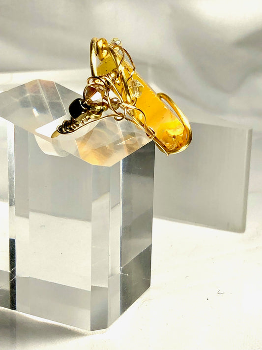 Yellow agate ring