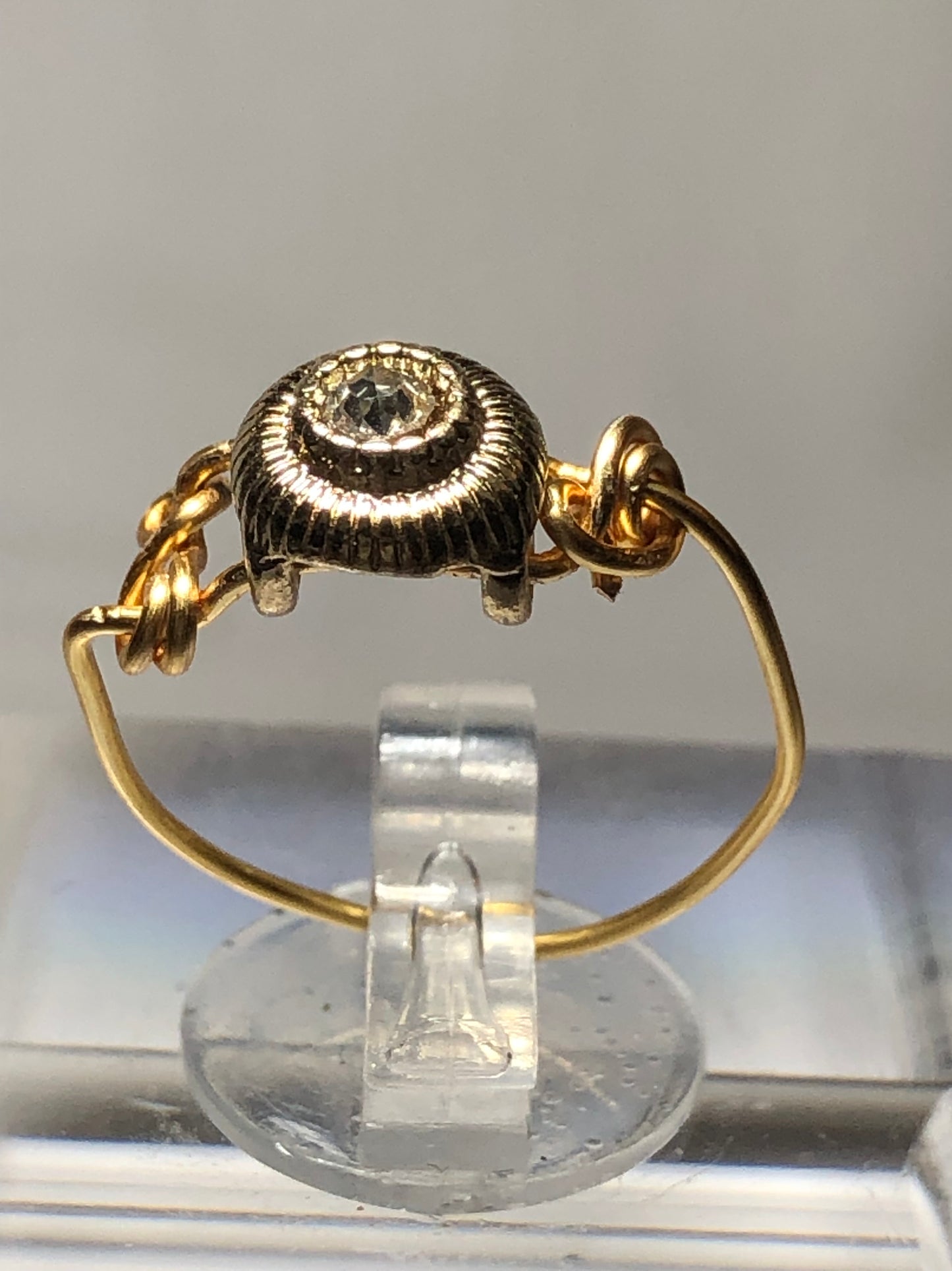 Golden rhinestone ring