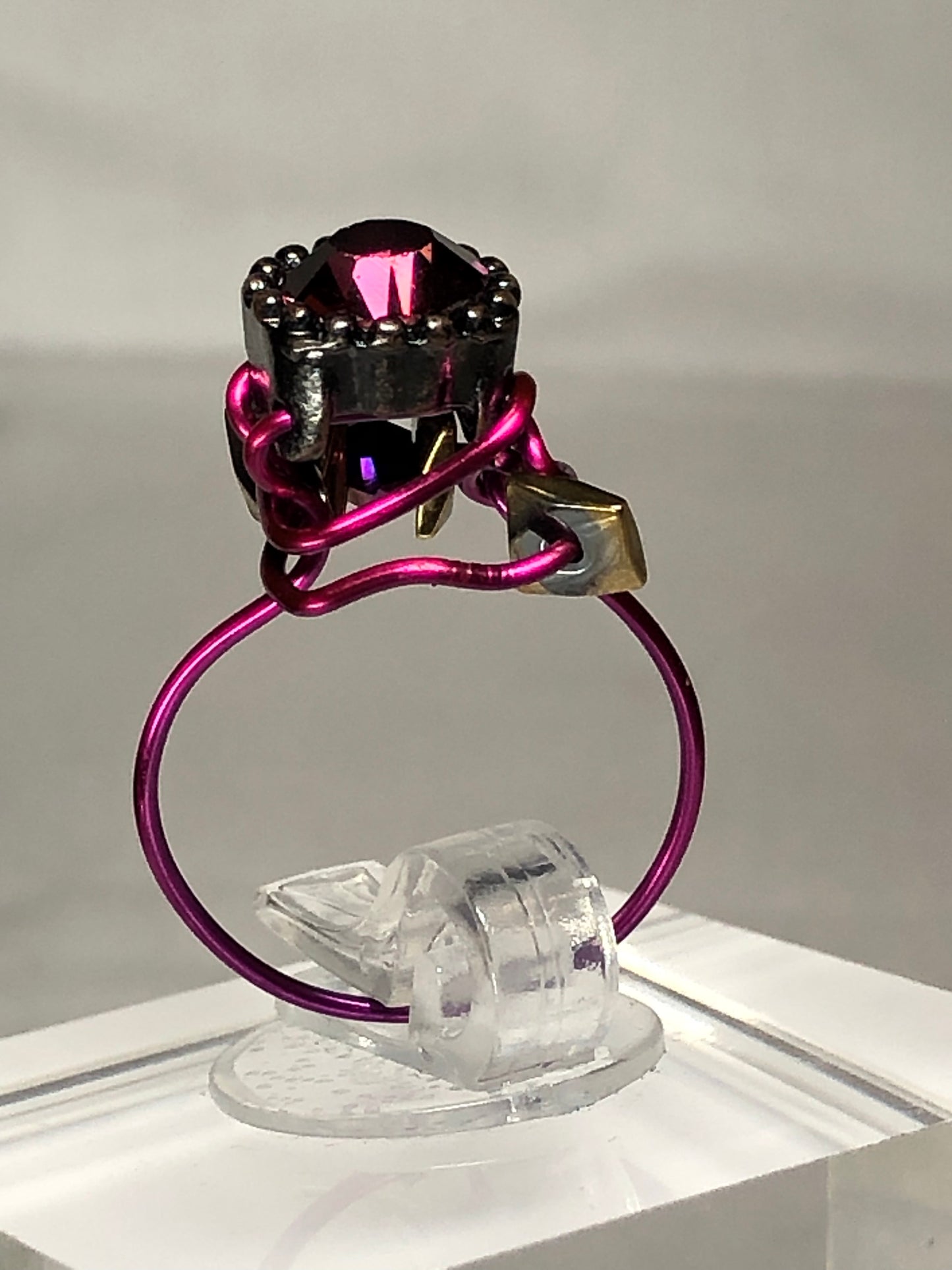 Amethyst rhinestone ring