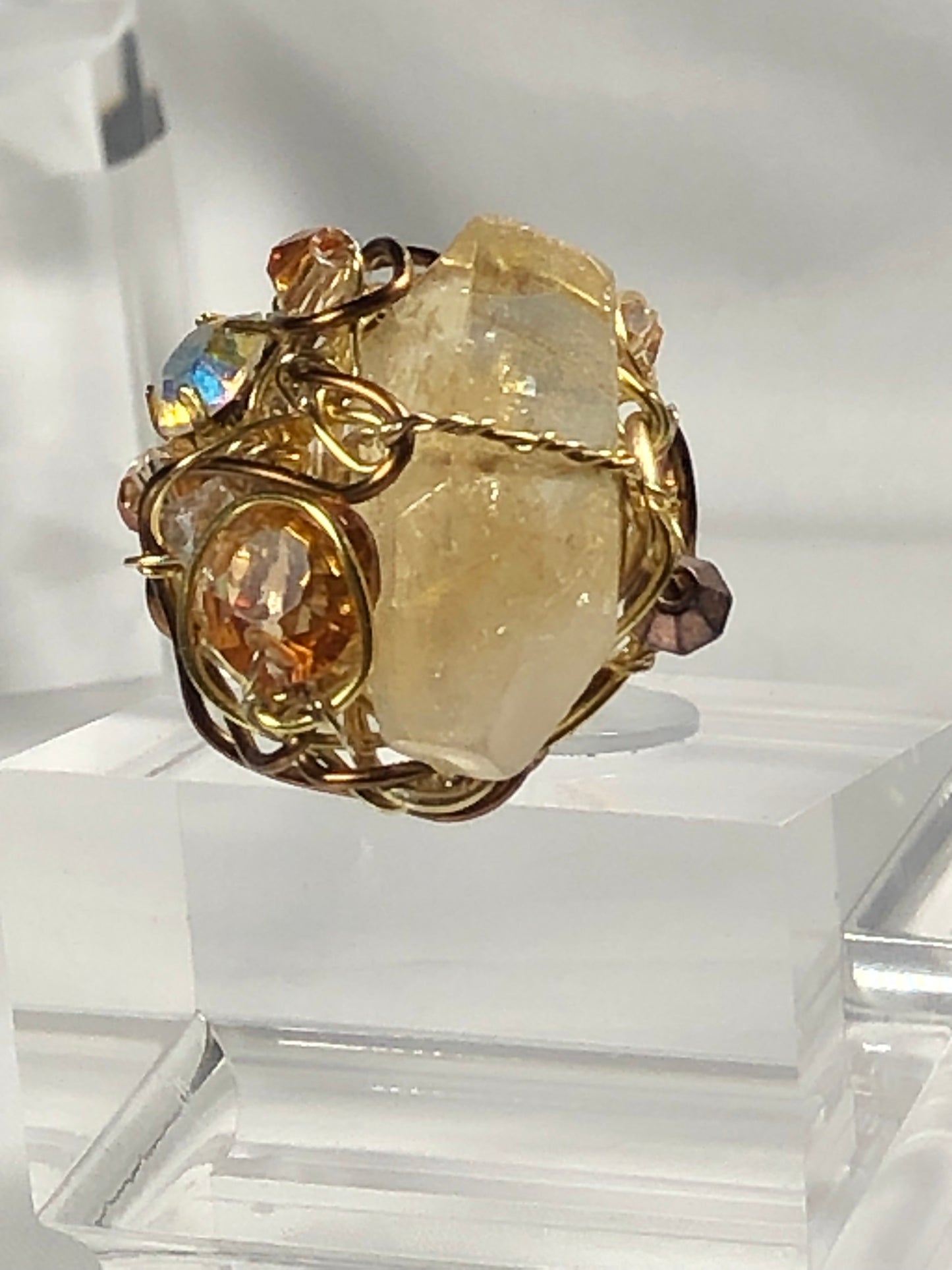 Citrine & Rhinestone Ring