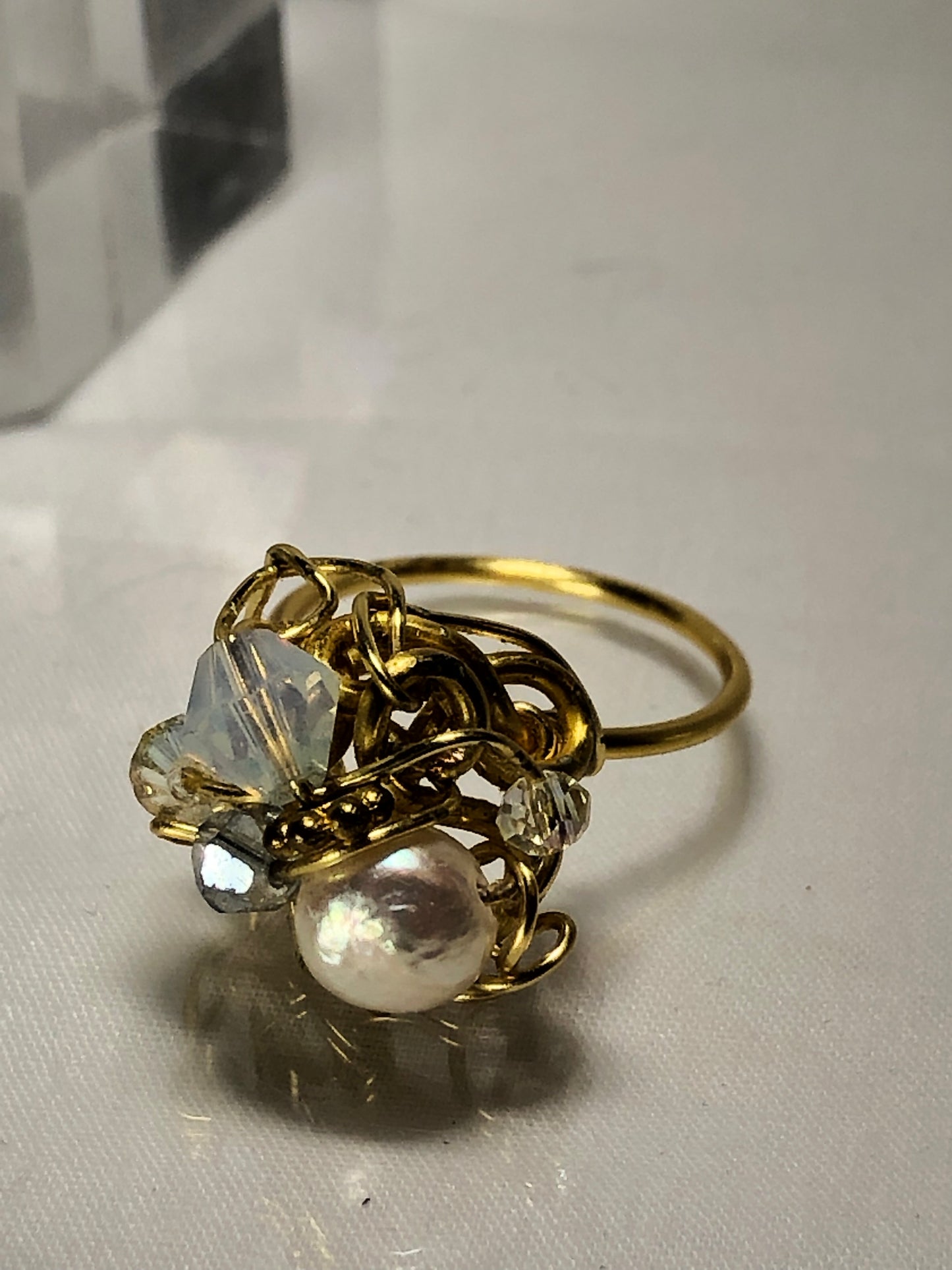 Sea Pearl with Moonstone Ring