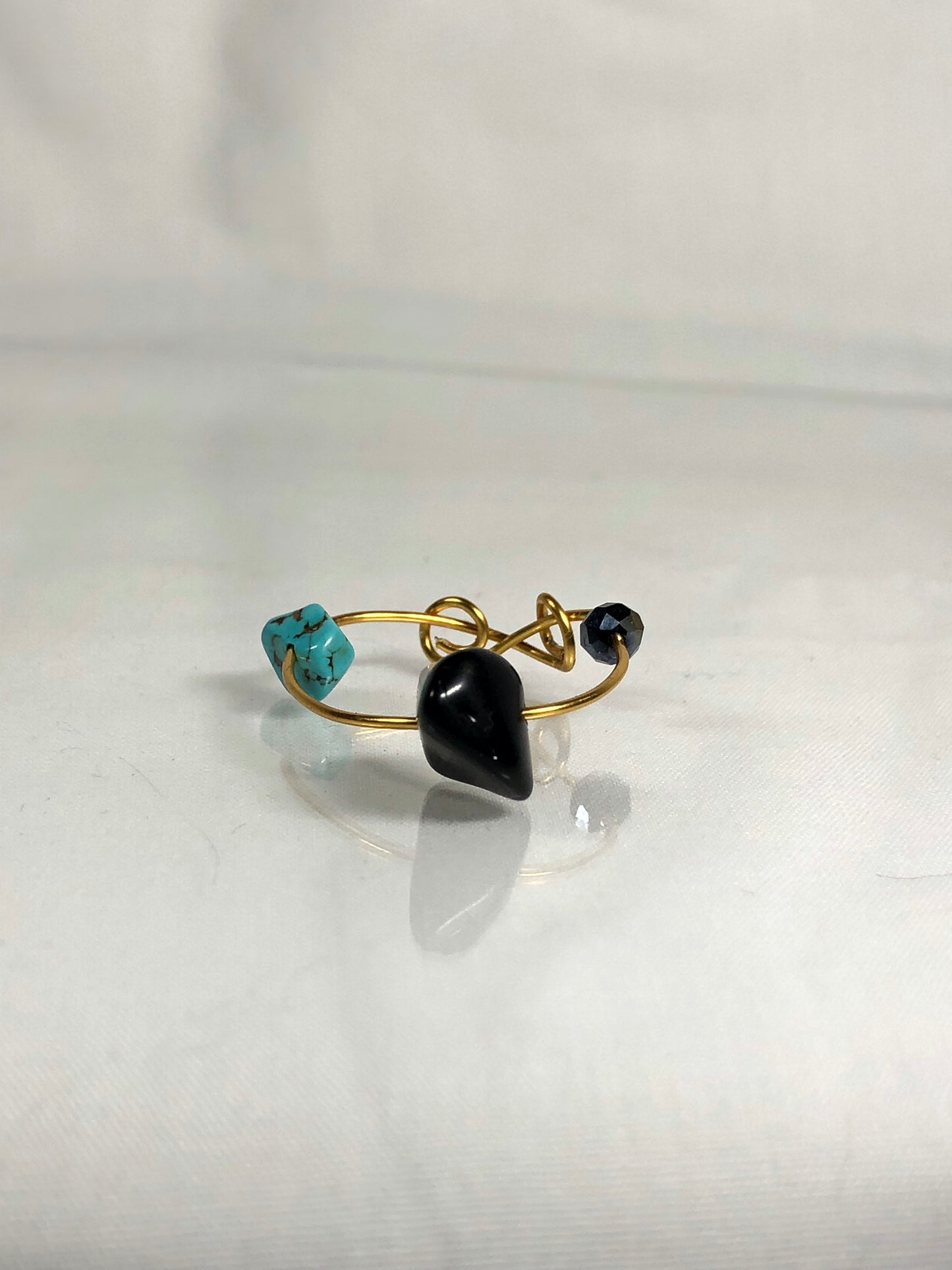 Black onyx & turquoise ring