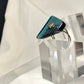 Teal irradiated crystal ring