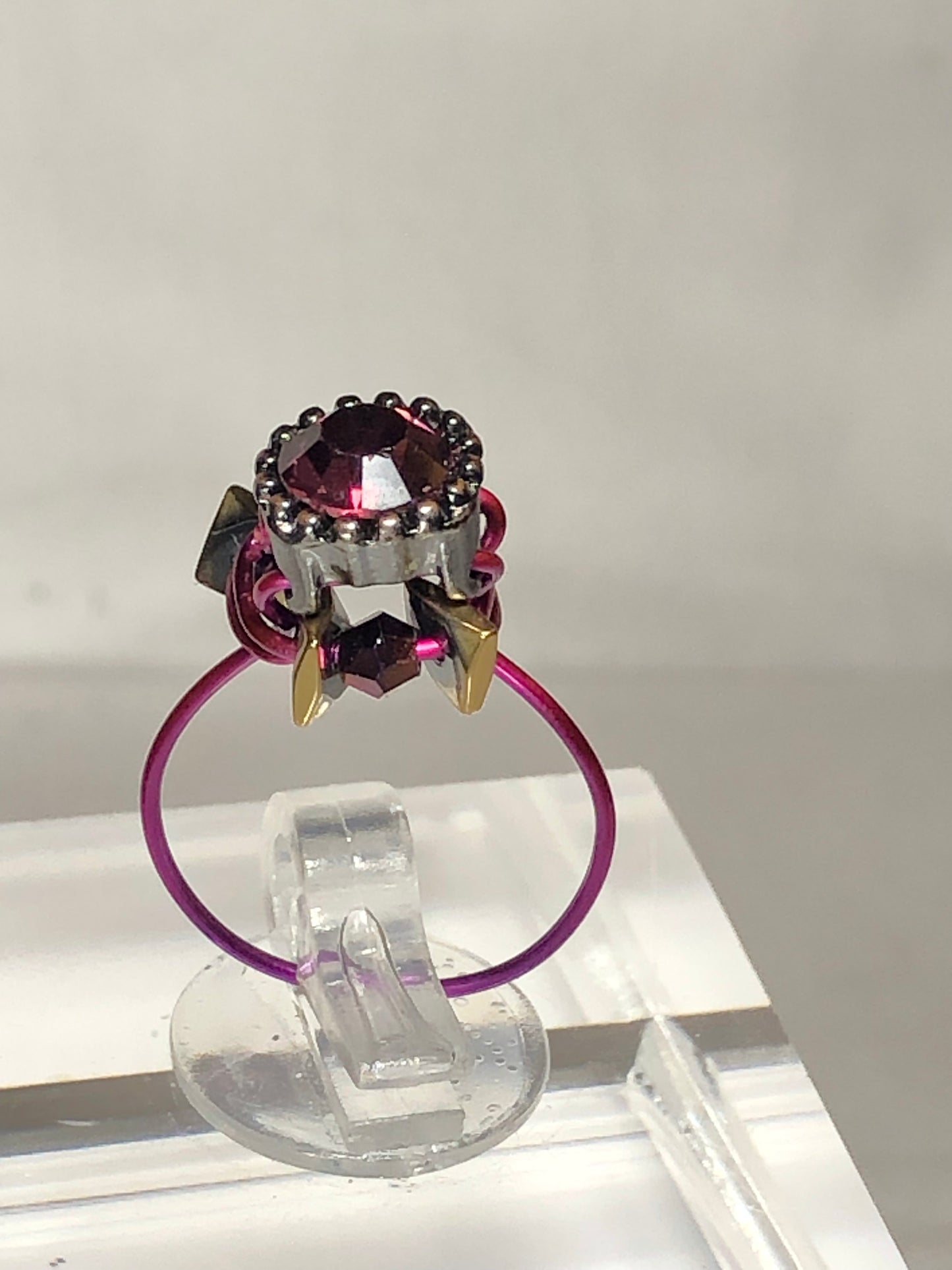 Amethyst rhinestone ring