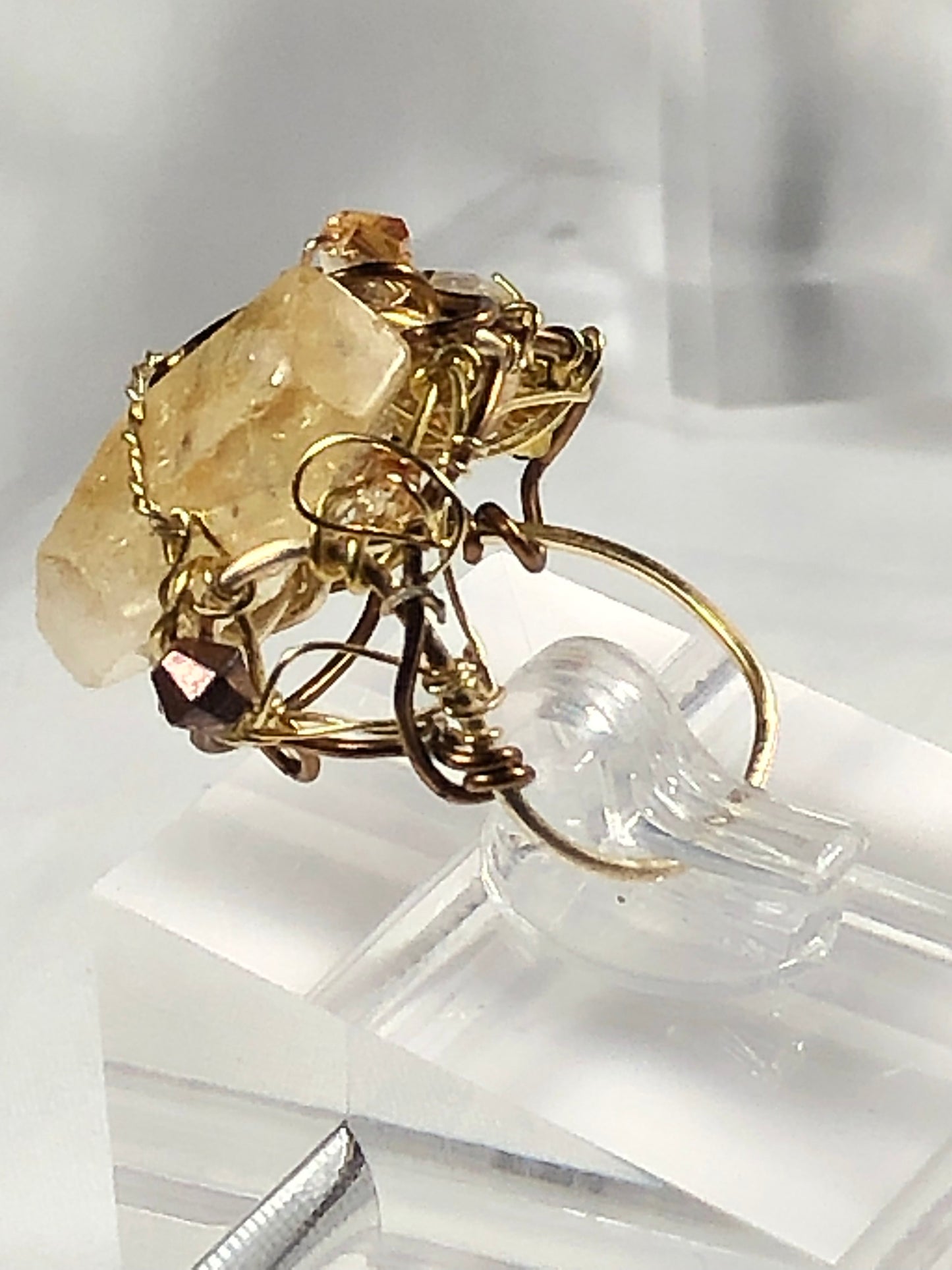 Citrine & Rhinestone Ring