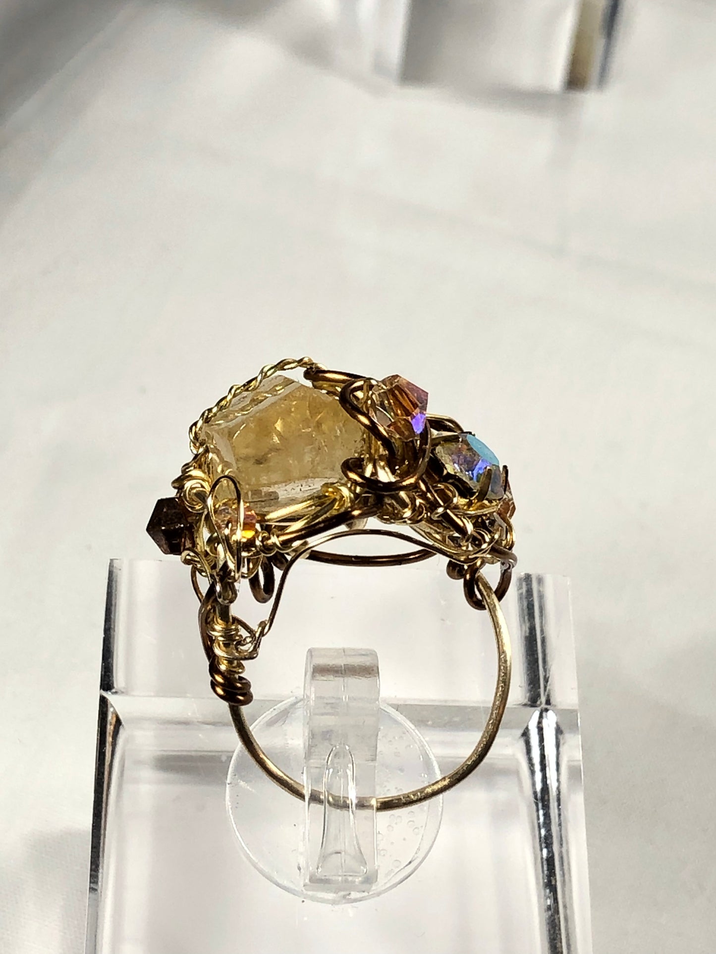 Citrine & Rhinestone Ring